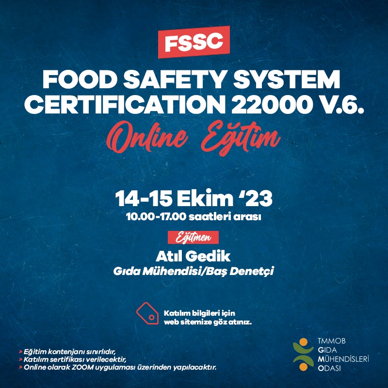 "FSSC FOOD SAFETY SYSTEM CERTIFICATION 22000 V.6" EĞİTİMİNİ GERÇEKLEŞTİRDİK
